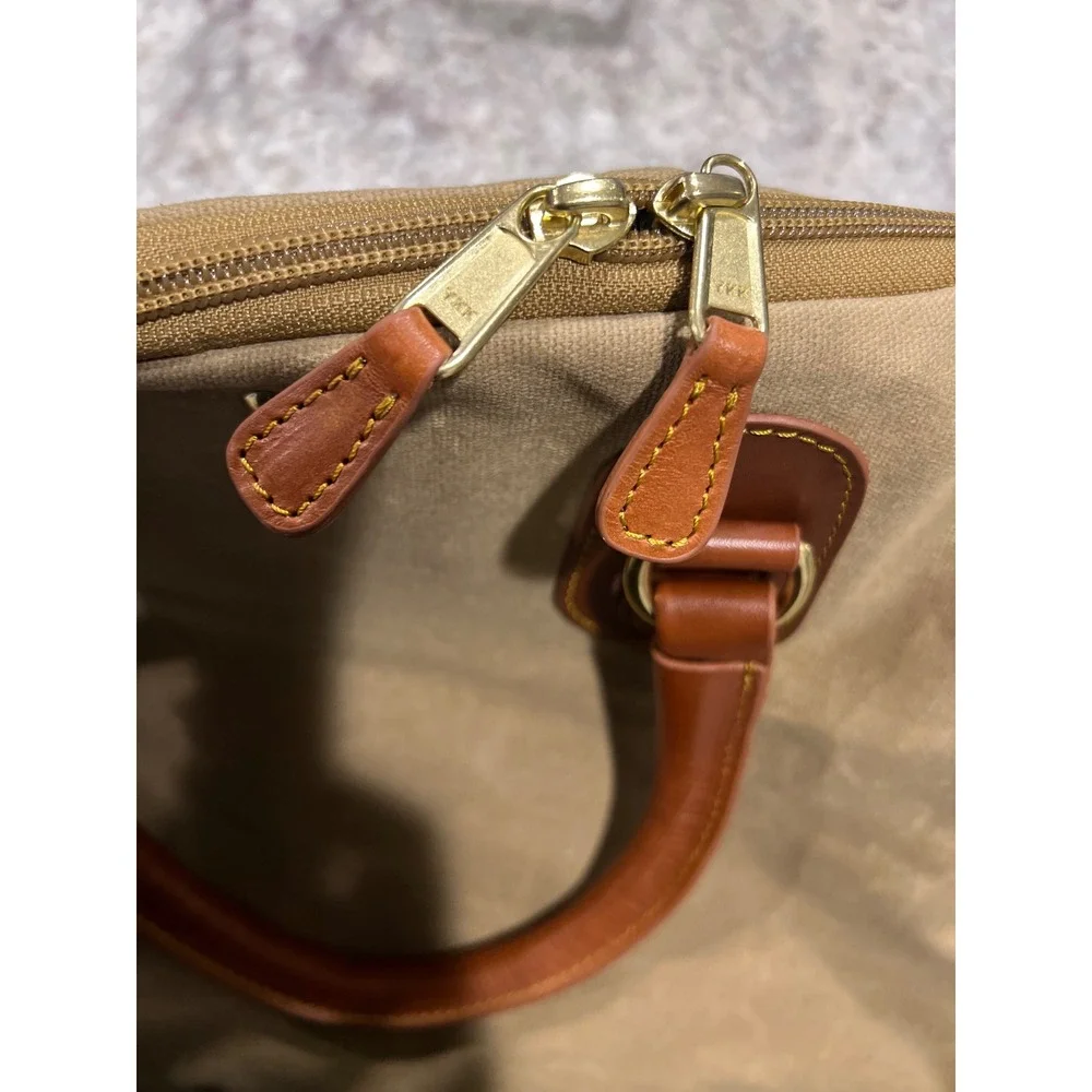 RARE Turtleson‎ Canvas Tote Bag Tan Canvas Brown Leather Trim USGA Golf Travel
